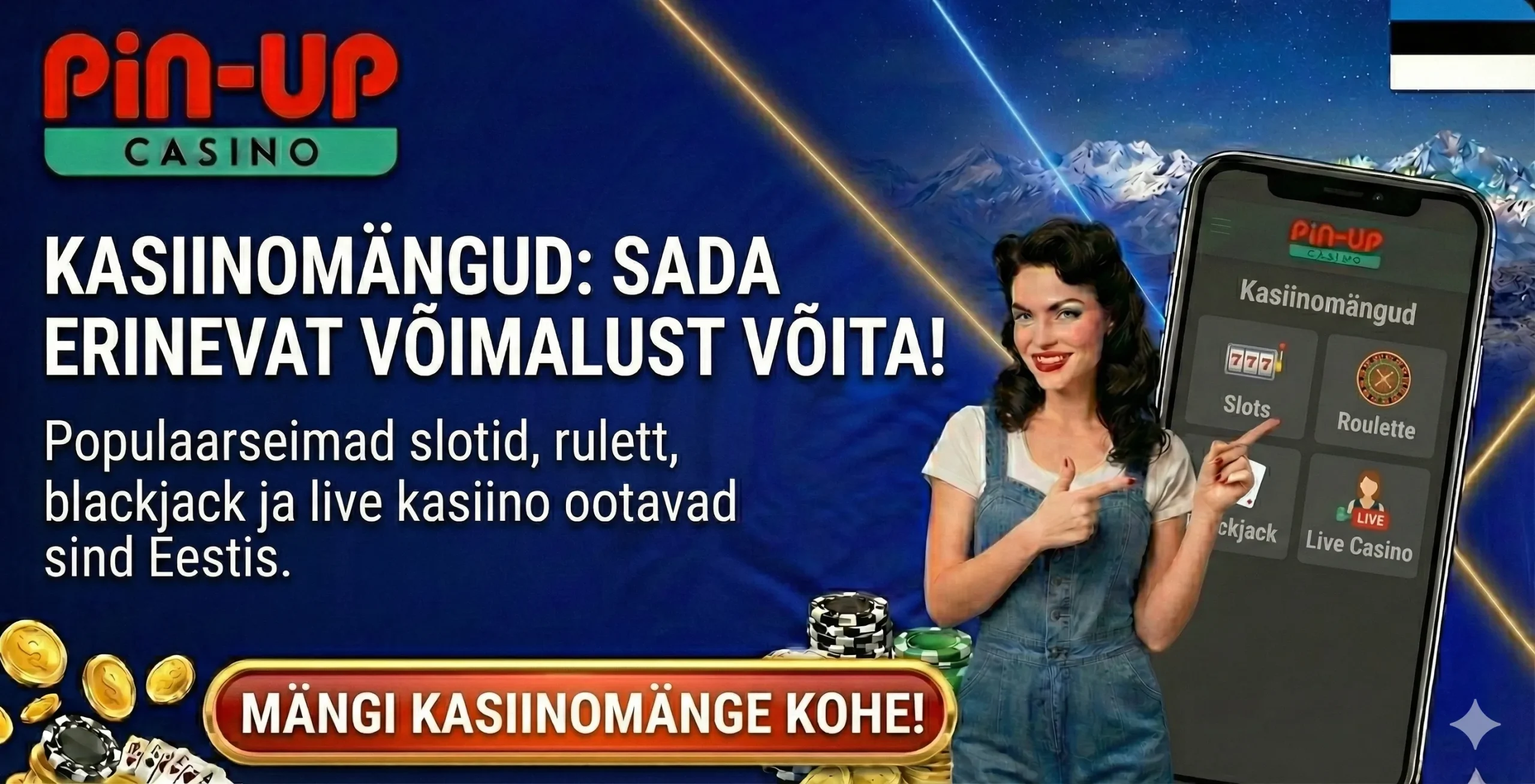 Pin-Up Casino kasiinomängud, slotid ja live-rulett Eestis